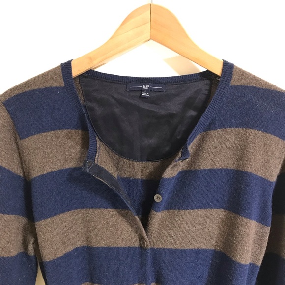 GAP Striped Cardigan With Silk Belt - Picture 2 of 5
